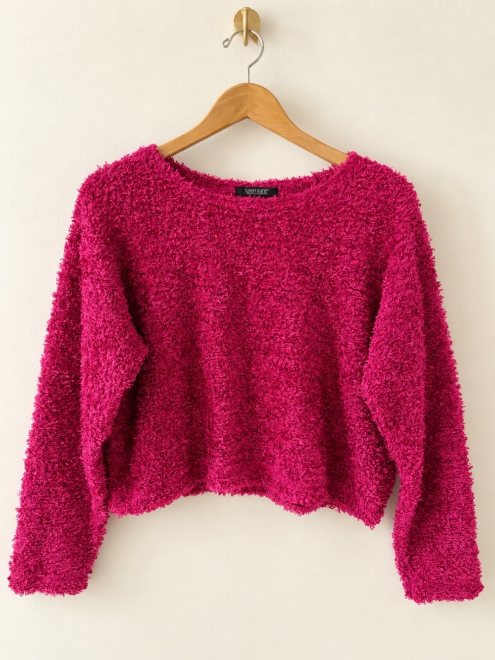 Karen Kane Fuchsia Fuzzy Bouclé Sweater Petite Medium